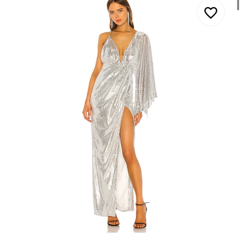 Michael Costello x revolve silver sequin dress